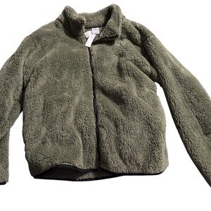 PINK Victoria's Secret Olive Green Plush Puffer Jacket